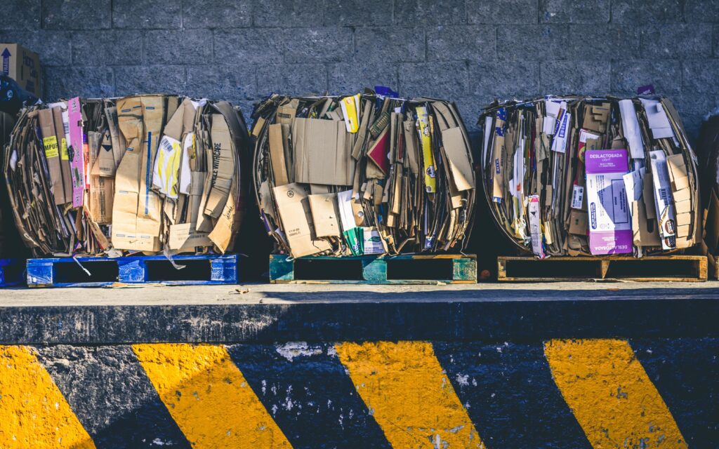 Discarded packaging materials.