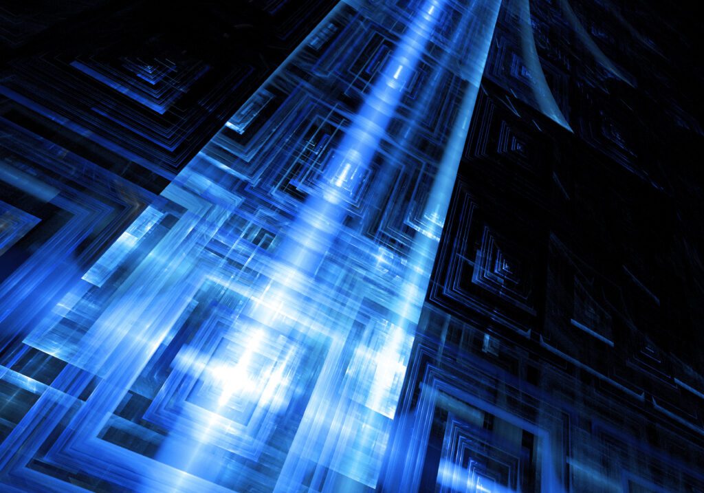 Servers with blue LED lights