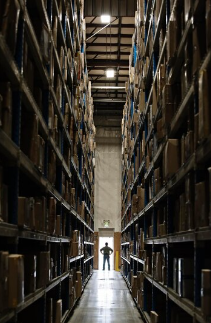 Old-style warehouses with manual inventory tracking